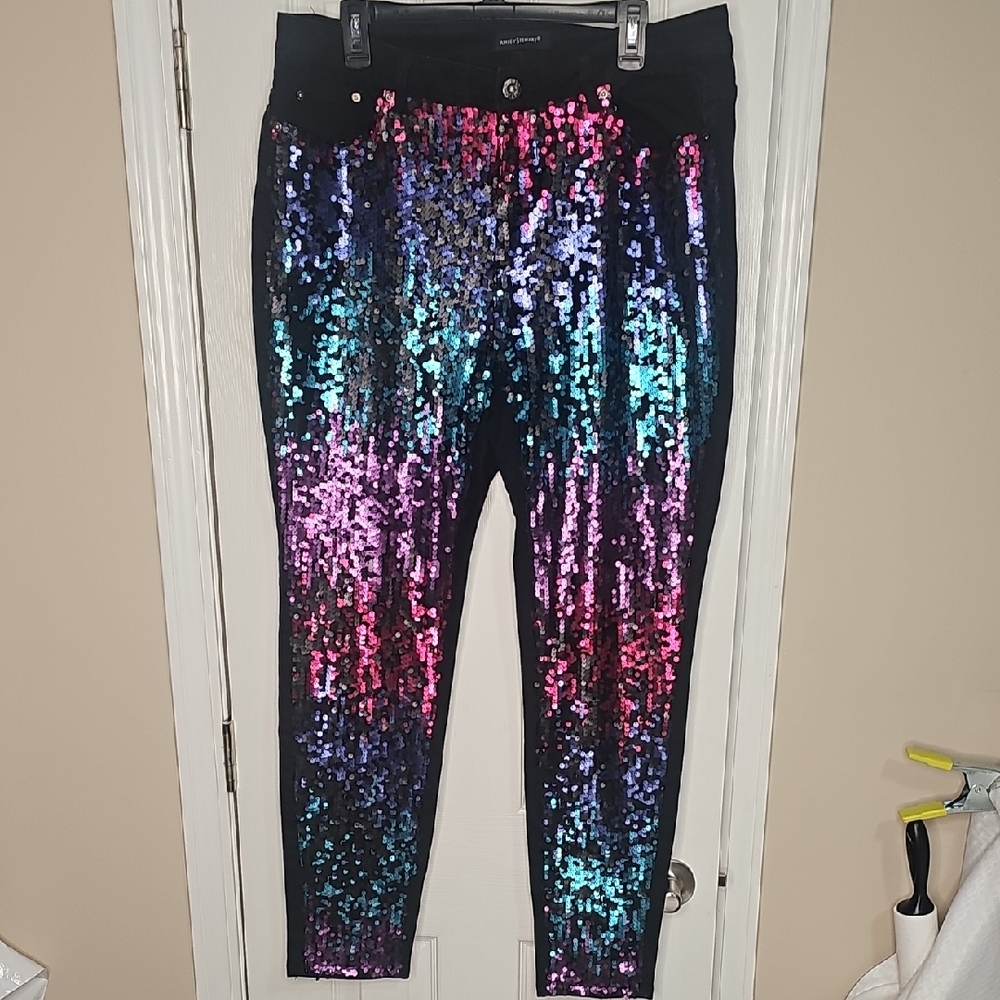 Ashley‎ Stewart Sequin Bottoms - Black and Multicolor Women's Size 16 Like New